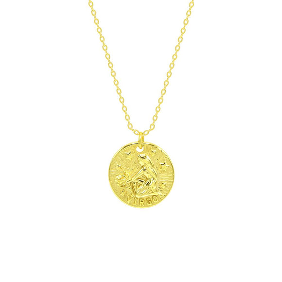 STNW-651, Sterling Silver 14K Gold Plated VIRGO Necklace