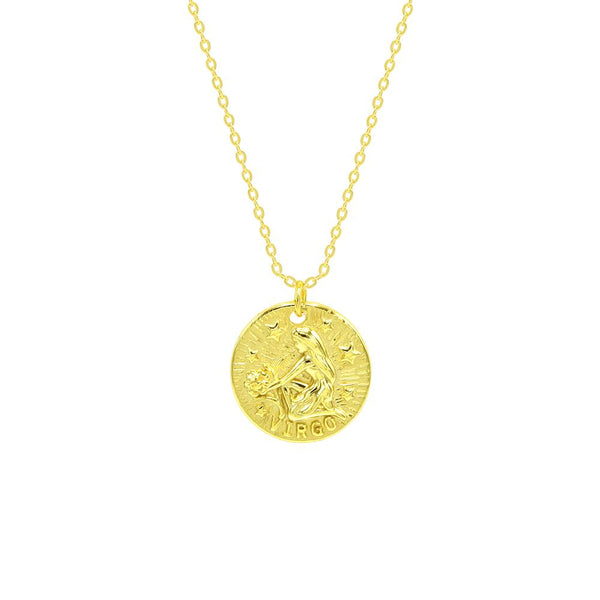 STNW-651, Sterling Silver 14K Gold Plated VIRGO Necklace