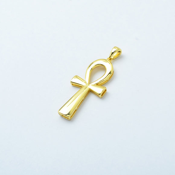 STPM-128, Men and Women S925 Sterling Silver Plain Ankh Pendant-gold or silver color