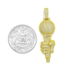 STPM-375, Men S925 Sterling Silver Icy Bling Bling Microphone Shape Pendant-Gold or Silver color