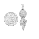 STPM-375, Men S925 Sterling Silver Icy Bling Bling Microphone Shape Pendant-Gold or Silver color