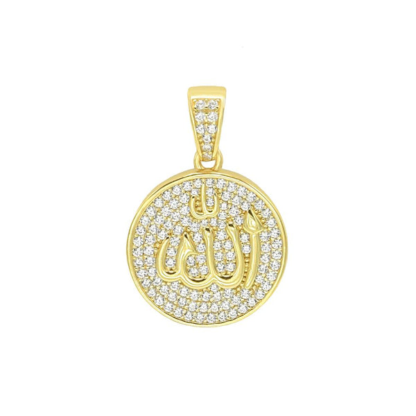STPM-469, Men and Women S925 Sterling Silver Icy Bling Bling Allah Pendant-Gold or Silver color