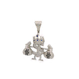 STPM*523, Men S925 Sterling Silver Icy Bling Bling Money Bag Shape Pendant-Silver color