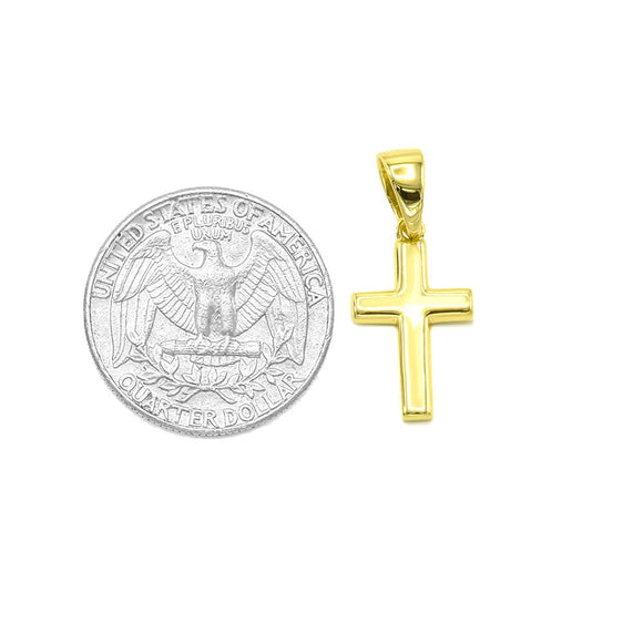 STPW-13, Men and Women S925 Sterling Silver Plain Cross Pendant-Gold or Silver color