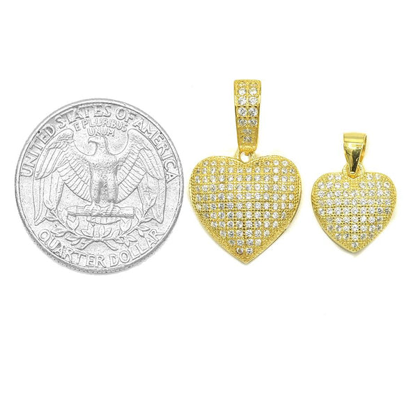 STPW-14, Sterling Silver Heart Pendant 14k Gold Plated and silver color