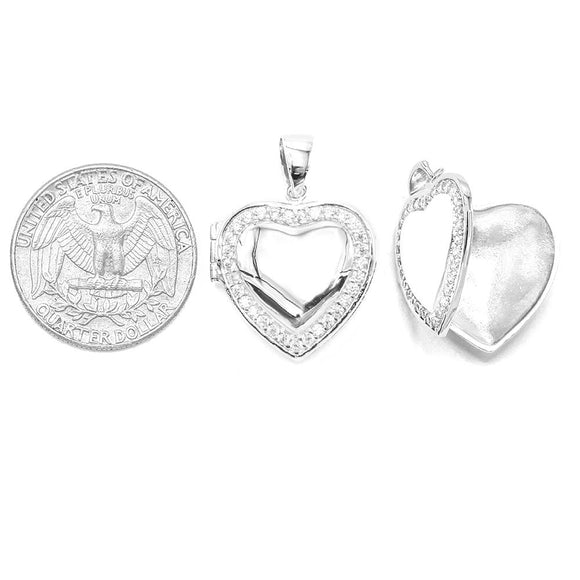 STPW-153, Sterling Silver Heart Pendant can open with photos inside
