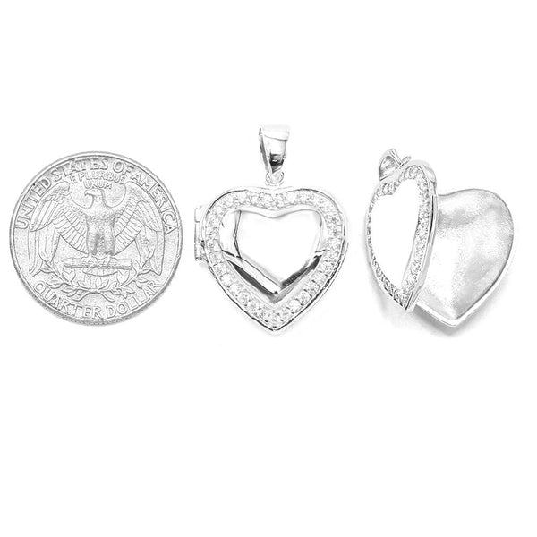 STPW-153, Sterling Silver Heart Pendant can open with photos inside