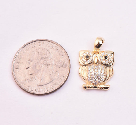 STPW-158, Sterling Silver Owl Pendant Silver Color