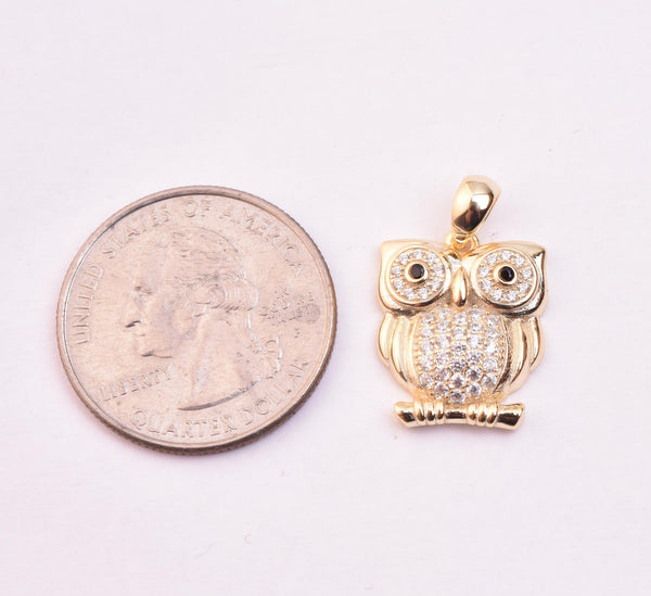 STPW-158, Sterling Silver Owl Pendant Silver Color
