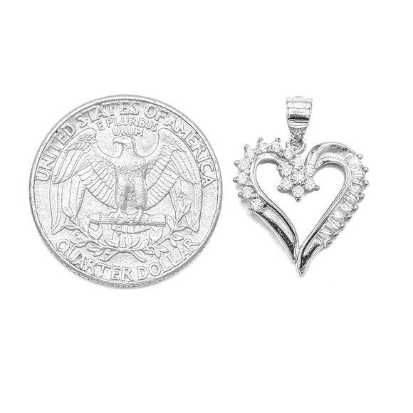 STPW-167, Sterling Silver Icy Heart Pendant