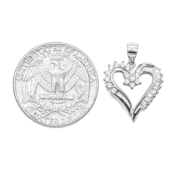 STPW-167, Sterling Silver Icy Heart Pendant