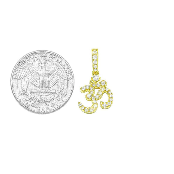 STPW-245, Women S925 Sterling Silver Icy Bling Bling Om Symbol Pendant-Gold or Silver Color