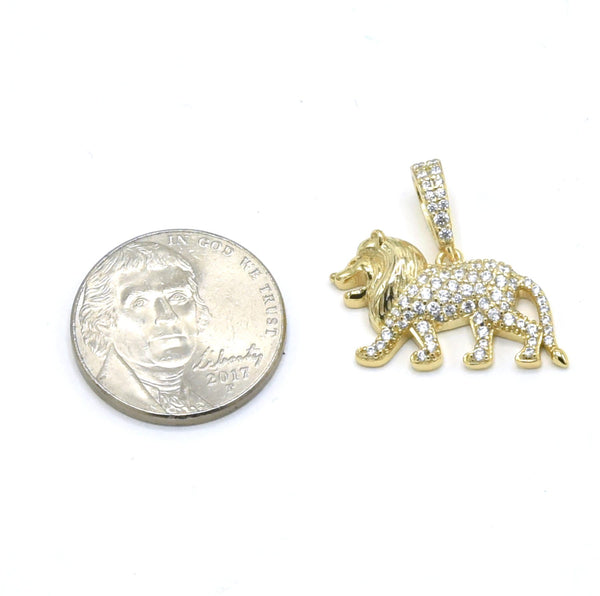 STPM*265, Men and Women S925 Sterling Silver Icy Bling Bling Lion Pendant- gold or silver color