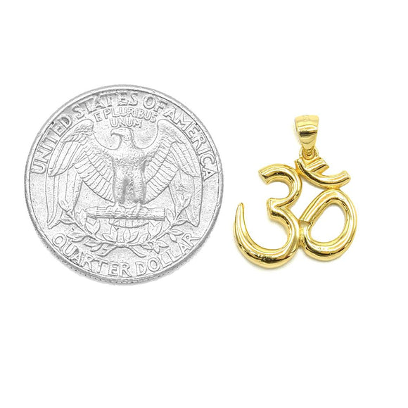 STPW-60, Tiny Women S925 Sterling Silver Plain Om Symbol Pendant - gold or silver color