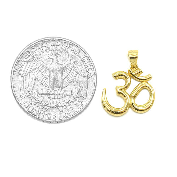 STPW-60, Tiny Women S925 Sterling Silver Plain Om Symbol Pendant - gold or silver color