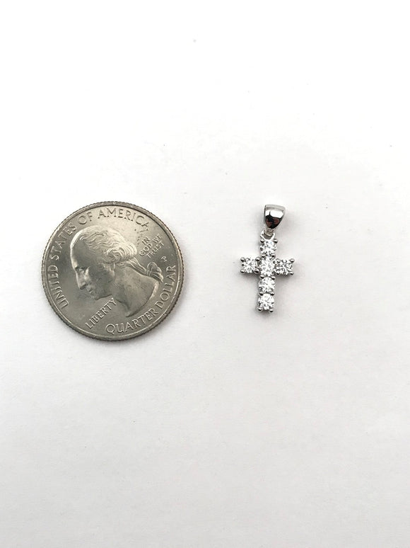 STPW-64, Tiny Women S925 Sterling Silver Bling Bling Cross Pendant-silver color