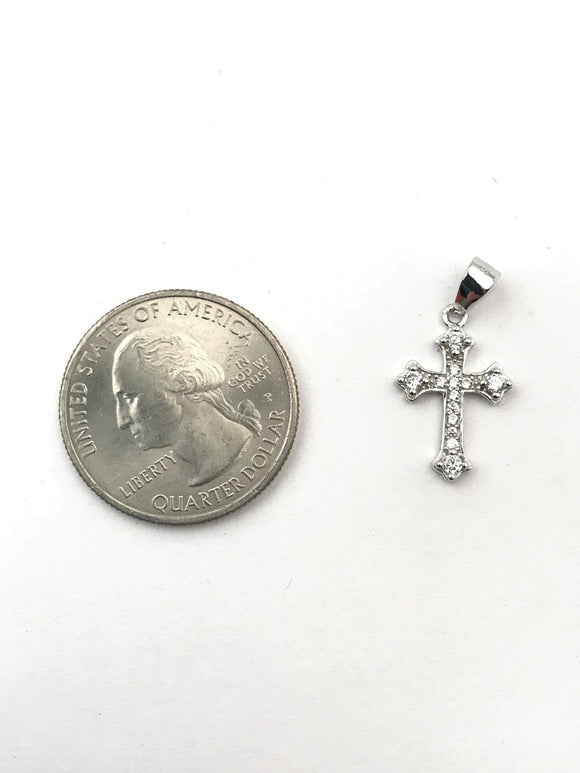 STPW-71, Tiny Women S925 Sterling Silver Icy Bling Bling Cross Pendant-Silver color