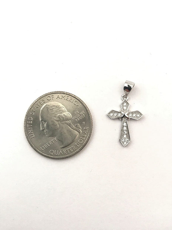 STPW-74, Tiny Women S925 Sterling Silver Icy Bling Bling Cross Pendant-Silver color