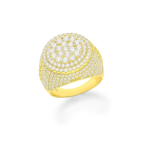 STRM 79, Unisex S925 Sterling Silver Icy Out Bling Bling Round Shape ring- Gold or Silver Color