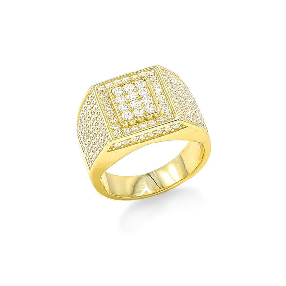 STRM-96, Men S925 Sterling Silver Icy out Bling Bling Rectangle Shape ring-gold or silver color