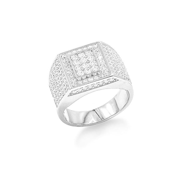 STRM-96, Men S925 Sterling Silver Icy out Bling Bling Rectangle Shape ring-gold or silver color