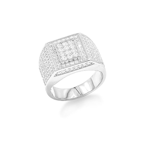 STRM-96, Men S925 Sterling Silver Icy out Bling Bling Rectangle Shape ring-gold or silver color