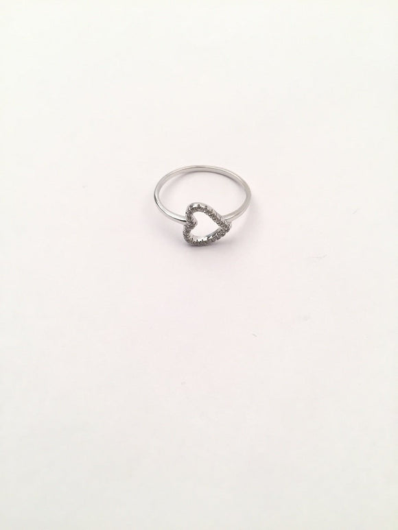 STRW-138, Women S925 Sterling Silver Cuban Zirconium Heart Shape ring