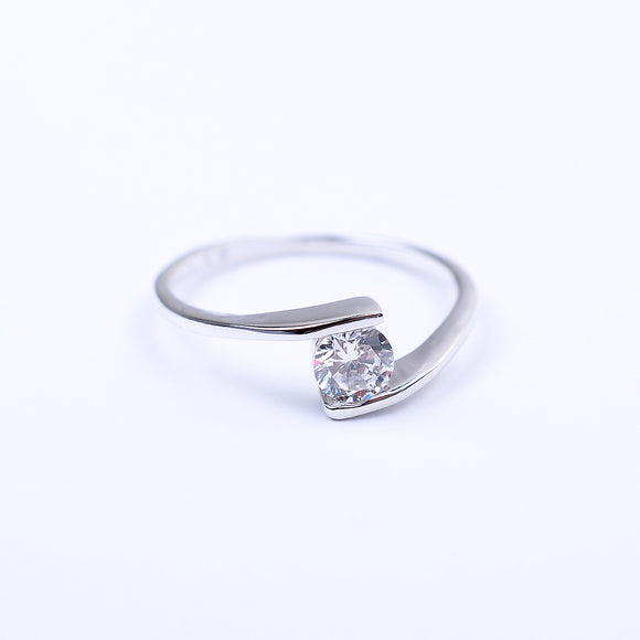STRW-38, Women S925 Sterling Silver 4mm Cuban Zirconium Engagement ring