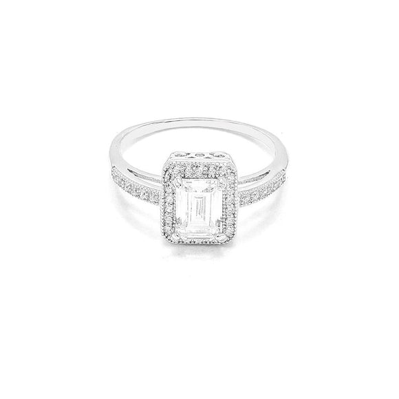 STRW-548, Women 925 Sterling Silver Emerald cut Engagement ring Rectangle shape