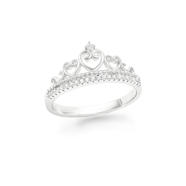 STRW-635, Women S925 Sterling Silver Crown Ring with Heart Shape