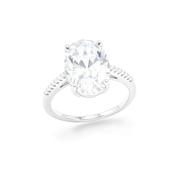 STRW-637, Women 925 Sterling Silver Oval Shape Cubic Zirconium Ring