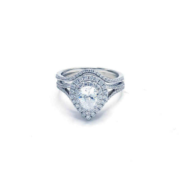 STRW-700, Women 925 Sterling Silver Tears Drop Set Engagement Ring