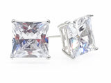 STEM-SQ- Sterling Silver Stud Earrings Push Back- 10mm Width Square Gold or Silver White