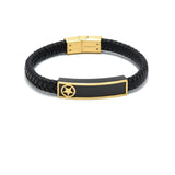 LBM-466, Stainless Steel Star Leather Bracelet-silver color, Width-8mm,Length-8''