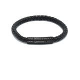 LBM-470, Stainless Steel Clasp Leather Bracelet-Blue or silver color