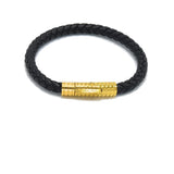 LBM-470, Stainless Steel Clasp Leather Bracelet-Blue or silver color