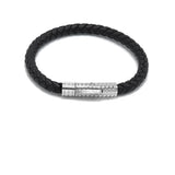 LBM-470, Stainless Steel Clasp Leather Bracelet-Blue or silver color