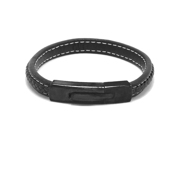 LBM-471,Stainless Steel Clasp Leather Bracelet-Silver Black,Gold Brown, Silver Brown and Black color, Width-8mm, Length-8''