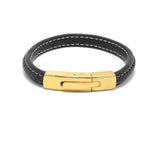 LBM-471,Stainless Steel Clasp Leather Bracelet-Silver Black,Gold Brown, Silver Brown and Black color, Width-8mm, Length-8''