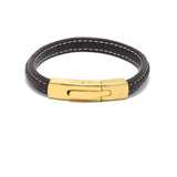 LBM-471,Stainless Steel Clasp Leather Bracelet-Silver Black,Gold Brown, Silver Brown and Black color, Width-8mm, Length-8''