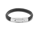 LBM-471,Stainless Steel Clasp Leather Bracelet-Silver Black,Gold Brown, Silver Brown and Black color, Width-8mm, Length-8''