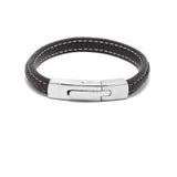 LBM-471,Stainless Steel Clasp Leather Bracelet-Silver Black,Gold Brown, Silver Brown and Black color, Width-8mm, Length-8''