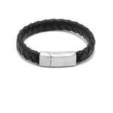 LBM-473, Stainless Steel Leather Bracelet- gold, silver or black color.Width-11mm, Length-8''
