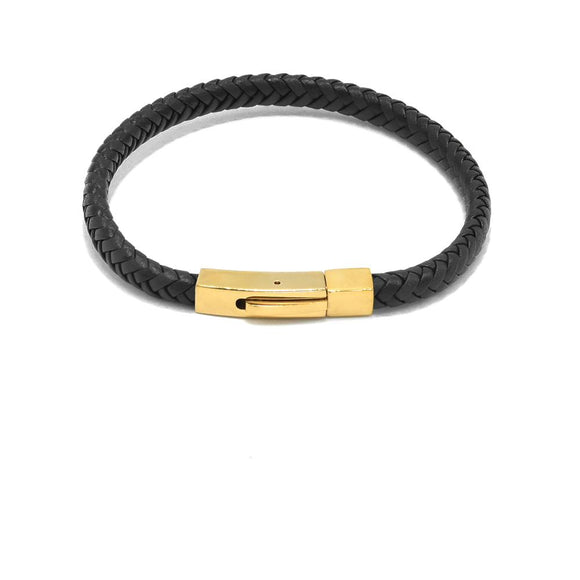 LBM-474,Stainless Steel Clasp Leather Bracelet-Gold Blue, Silve Blue or Gold Black color, Width-6mm,Length-8''