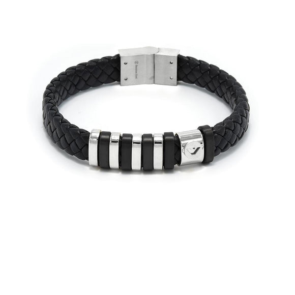 LBM-478,Stainless Steel Leather Bracelet-silver color, Width-10mm,Length-8.25''