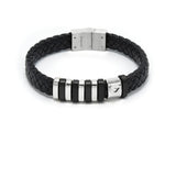 LBM-478,Stainless Steel Leather Bracelet-silver color, Width-10mm,Length-8.25''