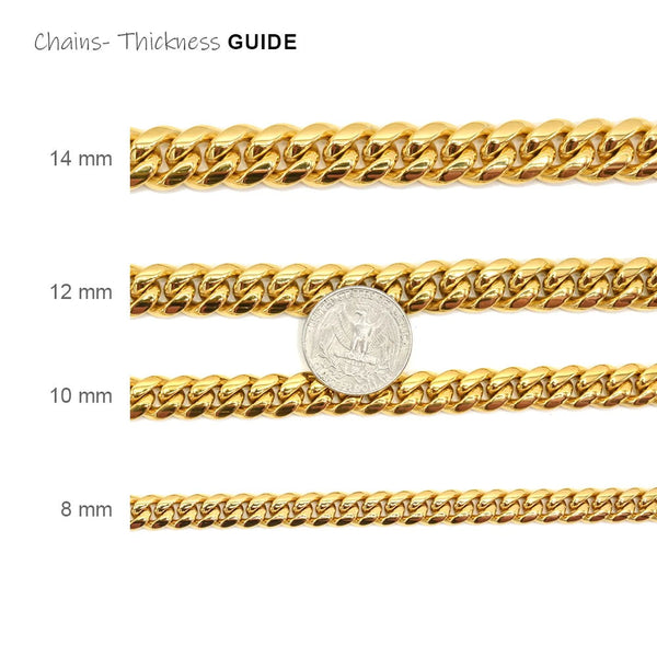 Stainless Steel Miami Cuban Chain 8mm Width, Long Box Locker-14mm width 5mm thick-gold or silver