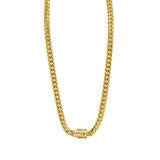 Stainless Steel 10mm Width Miami Cuban Chain Stone Head Double Locked-gold or silver color-SPSMC