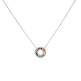 STNW-458, Sterling Silver Rainbow Ring Necklace Gold Color or Silver Color