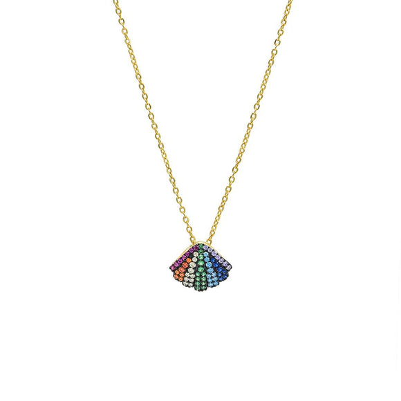 STNW-472, 925 Sterling Silver Shell Shape of Rainbow - silver color